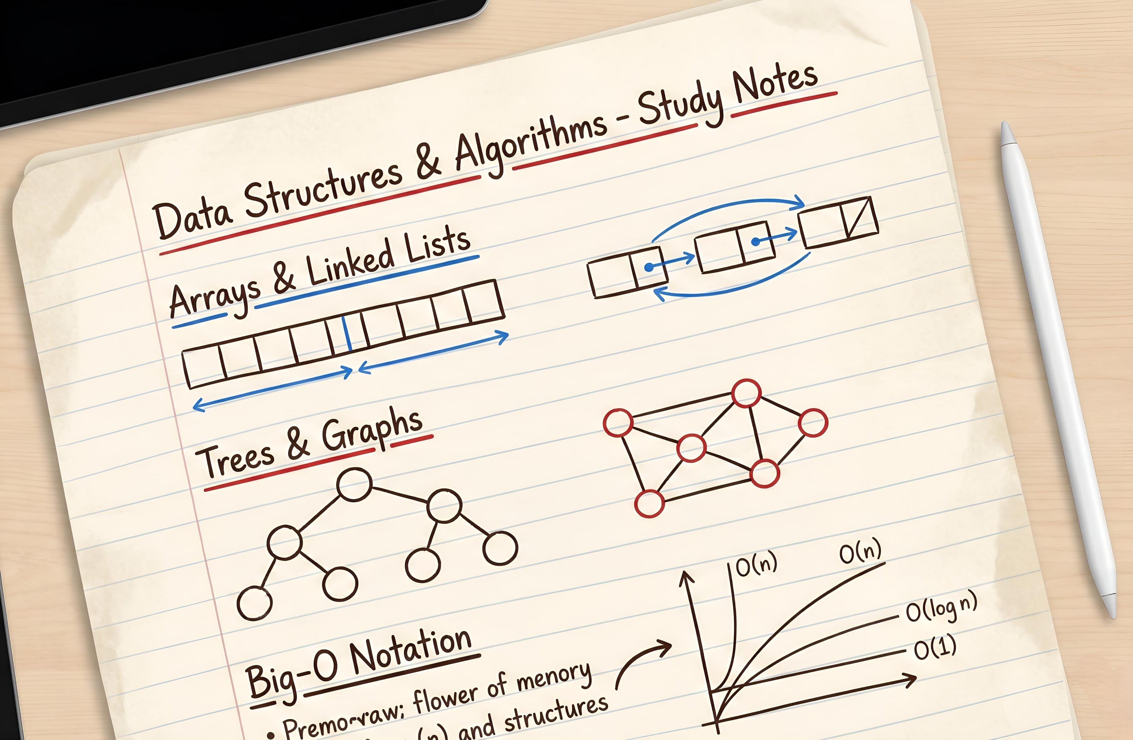 Handwritten Data Structures & Algorithms Study Notes – Beginner to Advanced Guide - AestheticStore